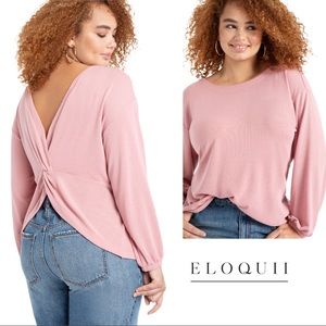 NEW Eloquii Open Twist Back Top in Soft Pink